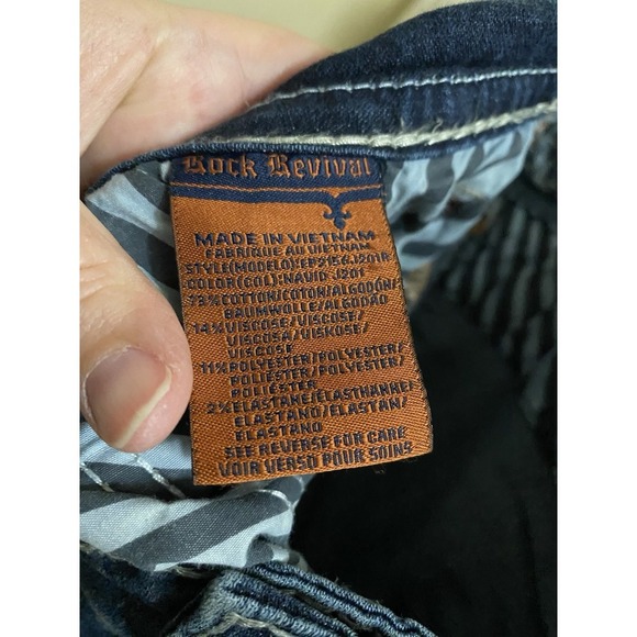 Rock Revival Jeans Mens Navid Straight 36 Blue Denim Distressed Vintage Y2K - Picture 10 of 13